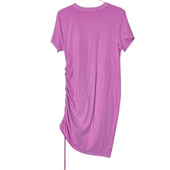Universal Thread Women's Pink Short Sleeve Shirt Dress w. Side Ruching Sz Small - Picture 3 of 4